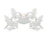 POLYWOOD® 5-Piece Vineyard Grand Adirondack Conversation Set with Fire Pit Table in White
