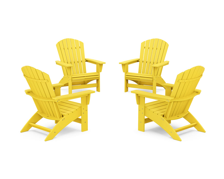 POLYWOOD® 4-Piece Nautical Grand Adirondack Chair Conversation Set in Lemon