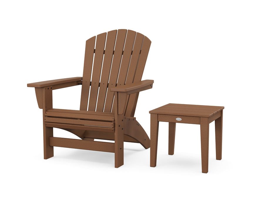 POLYWOOD® Nautical Grand Adirondack Chair with Side Table in Teak