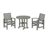 POLYWOOD Signature 3-Piece Round Farmhouse Dining Set in Slate Grey