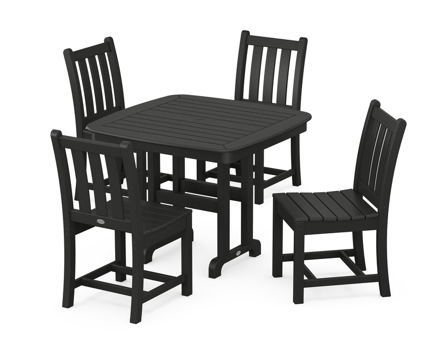 POLYWOOD Traditional Garden Side Chair 5-Piece Dining Set in Black