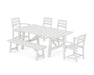 POLYWOOD La Casa Cafe 6-Piece Rustic Farmhouse Dining Set with Bench in White