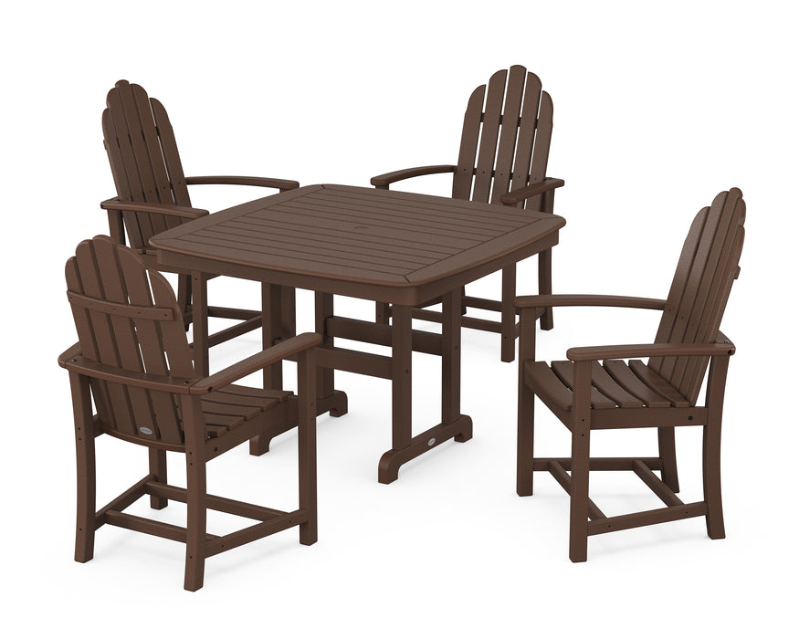 POLYWOOD Classic Adirondack 5-Piece Dining Set with Trestle Legs in Mahogany