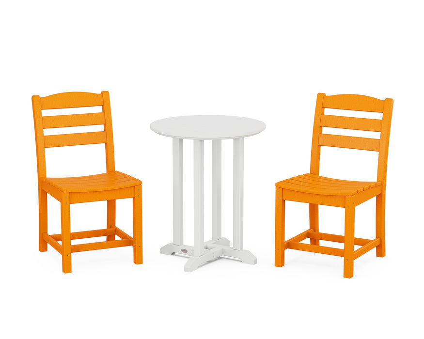 POLYWOOD La Casa Café Side Chair 3-Piece Round Dining Set in Tangerine