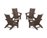 POLYWOOD® 4-Piece Modern Grand Adirondack Chair Conversation Set in Mahogany