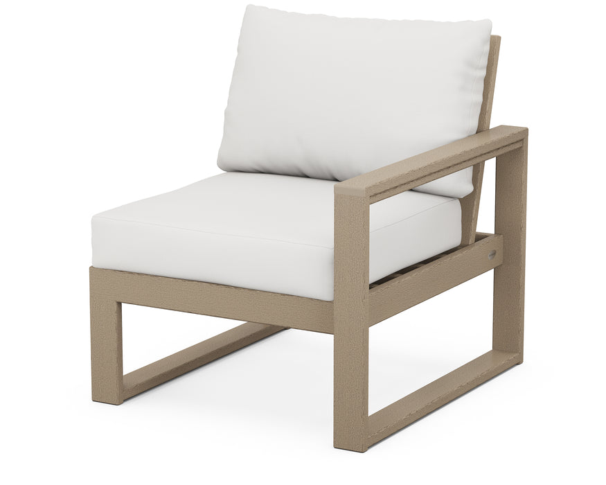 POLYWOOD® EDGE Modular Right Arm Chair in Vintage Sahara with Natural Linen fabric