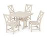 POLYWOOD Braxton Side Chair 5-Piece Farmhouse Dining Set With Trestle Legs in Sand