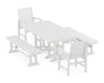 POLYWOOD Signature 5-Piece Farmhouse Dining Set with Benches in White