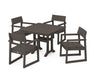 POLYWOOD EDGE 5-Piece Farmhouse Dining Set With Trestle Legs in Vintage Coffee