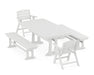 POLYWOOD Nautical Lowback 5-Piece Dining Set with Trestle Legs in White