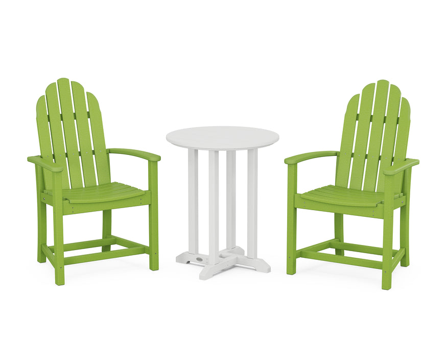 POLYWOOD Classic Adirondack 3-Piece Round Dining Set in Lime