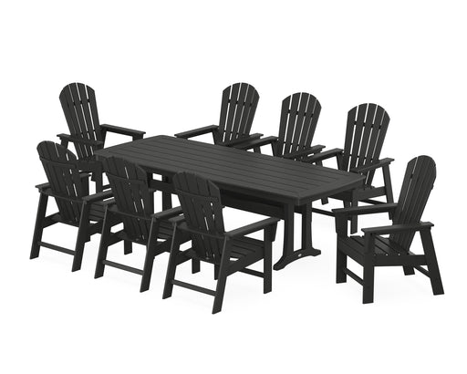 POLYWOOD South Beach 9-Piece Dining Set with Trestle Legs in Black