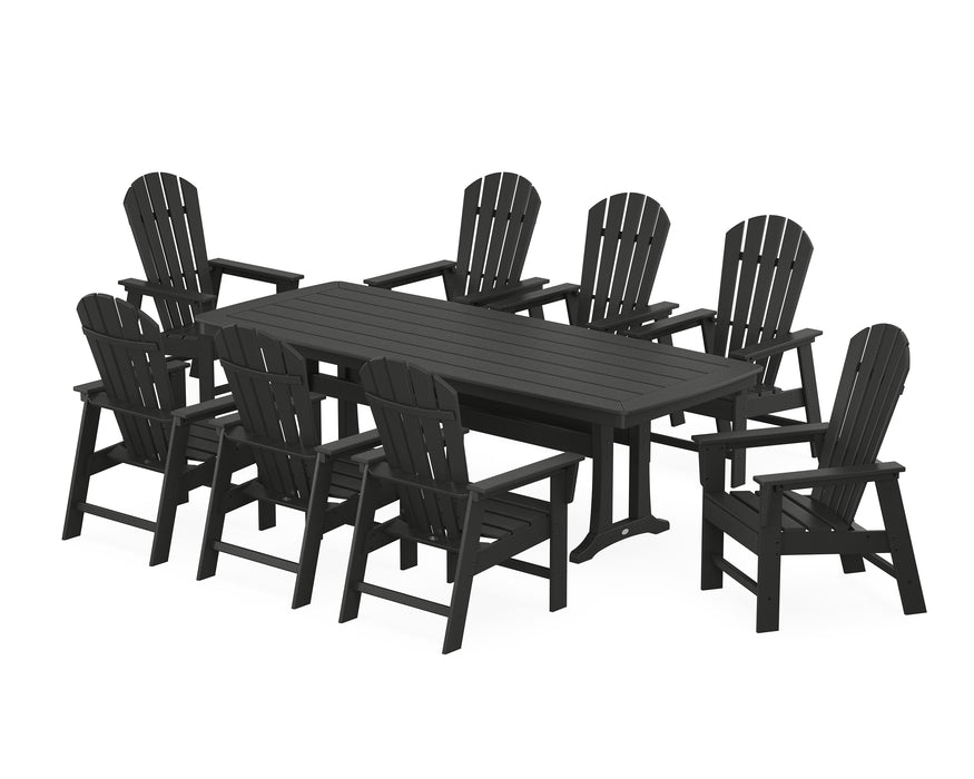 POLYWOOD South Beach 9-Piece Dining Set with Trestle Legs in Black