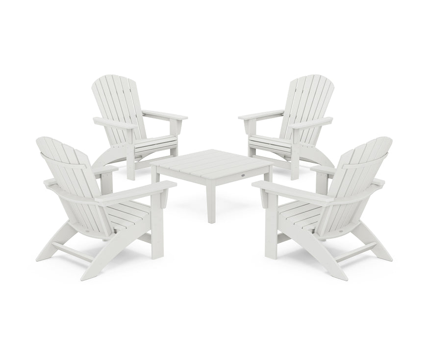 POLYWOOD® 5-Piece Nautical Grand Adirondack Chair Conversation Group in Vintage White