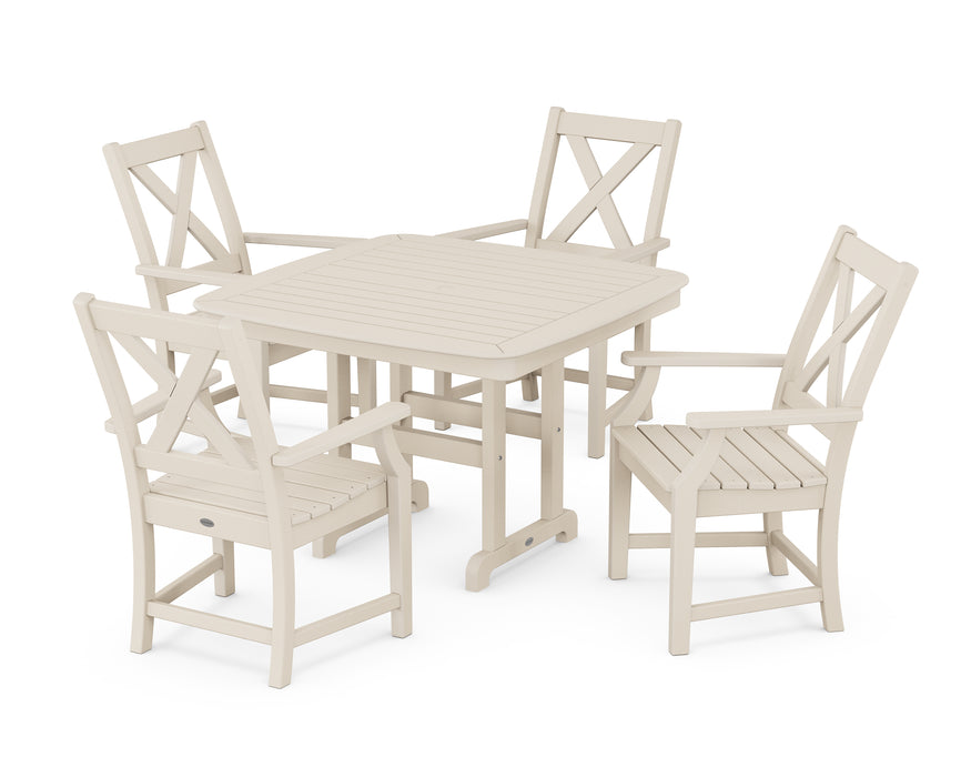 POLYWOOD Braxton 5-Piece Dining Set with Trestle Legs in Sand