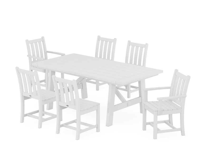 POLYWOOD Traditional Garden 7-Piece Rustic Farmhouse Dining Set in White