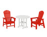 POLYWOOD South Beach 3-Piece Round Farmhouse Dining Set in Sunset Red