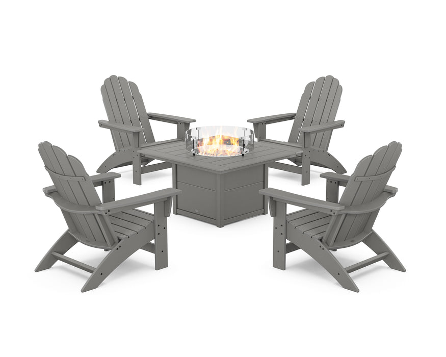 POLYWOOD® 5-Piece Vineyard Grand Adirondack Conversation Set with Fire Pit Table in Slate Grey