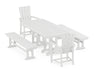 POLYWOOD Quattro 5-Piece Farmhouse Dining Set with Benches in White