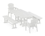 POLYWOOD Seashell 5-Piece Dining Set with Benches in White