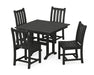 POLYWOOD Traditional Garden Side Chair 5-Piece Farmhouse Dining Set in Black