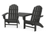 POLYWOOD Vineyard 3-Piece Curveback Adirondack Set with Angled Connecting Table in Black
