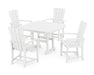 POLYWOOD Quattro 5-Piece Dining Set with Trestle Legs in White