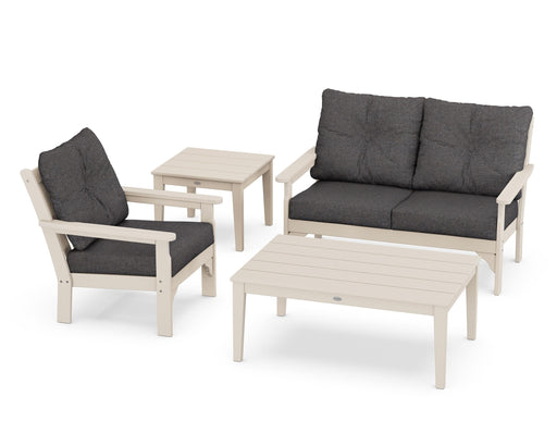 POLYWOOD Vineyard 4-Piece Deep Seating Set in Sand with Ash Charcoal fabric