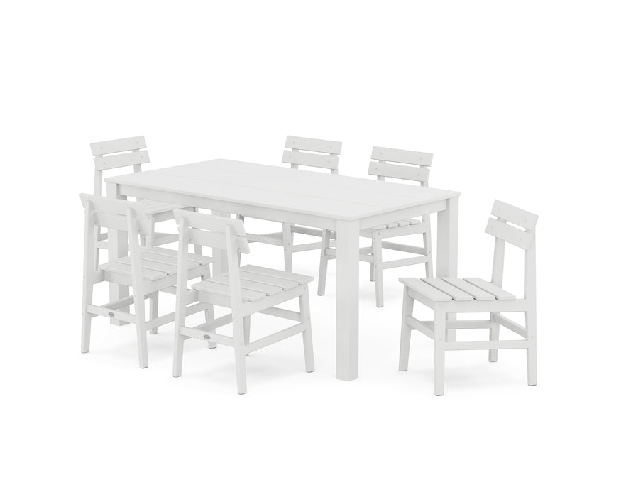 POLYWOOD® Modern Studio Plaza Chair 7-Piece Parsons Table Dining Set in White