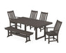 POLYWOOD Vineyard 6-Piece Dining Set with Trestle Legs in Vintage Coffee