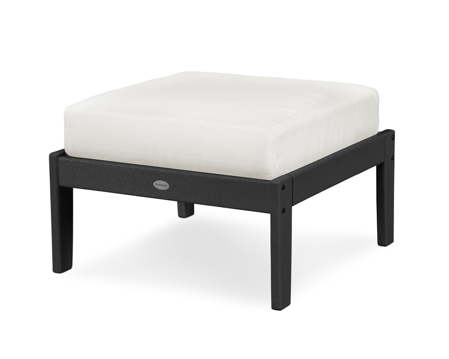 POLYWOOD Braxton Deep Seating Ottoman in Black with Sancy Shale fabric