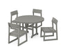 POLYWOOD EDGE Side Chair 5-Piece Round Farmhouse Dining Set in Slate Grey