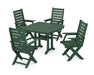 POLYWOOD Captain 5-Piece Dining Set with Trestle Legs in Green