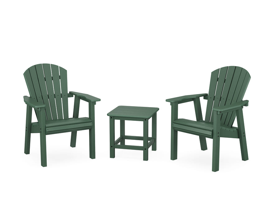 POLYWOOD® Seashell 3-Piece Upright Adirondack Chair Set in Black