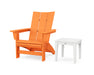 POLYWOOD® Modern Grand Adirondack Chair with Side Table in Tangerine / White