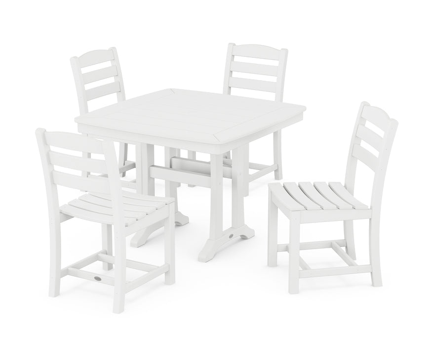 POLYWOOD La Casa Café Side Chair 5-Piece Dining Set with Trestle Legs in White