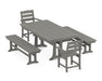 POLYWOOD Lakeside 5-Piece Farmhouse Dining Set With Trestle Legs in Slate Grey