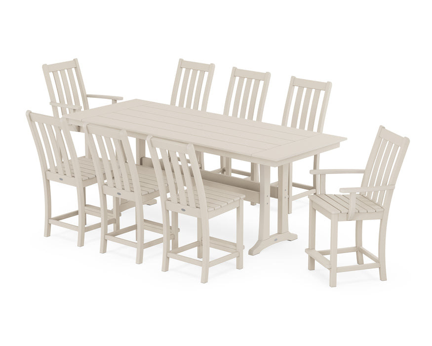 POLYWOOD® Vineyard 9-Piece Farmhouse Counter Set with Trestle Legs in Slate Grey