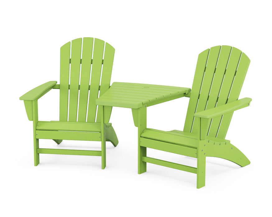 POLYWOOD Nautical 3-Piece Adirondack Set with Angled Connecting Table in Lime