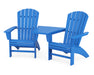 POLYWOOD Nautical 3-Piece Curveback Adirondack Set with Angled Connecting Table in Pacific Blue