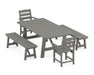 POLYWOOD Lakeside 5-Piece Rustic Farmhouse Dining Set With Trestle Legs in Slate Grey
