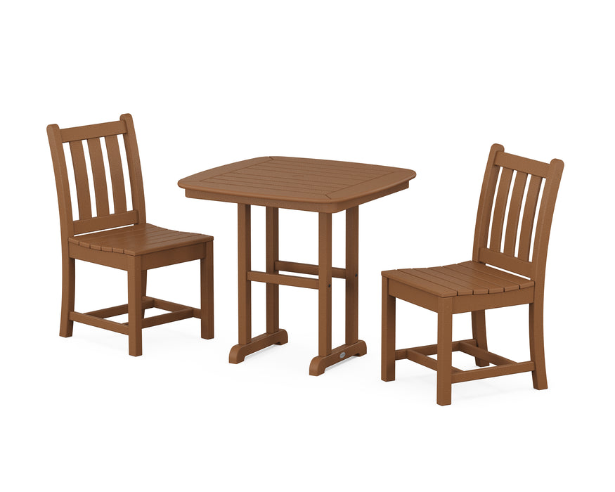 POLYWOOD Traditional Garden Side Chair 3-Piece Dining Set in Teak