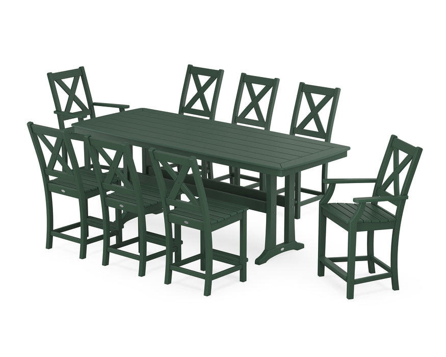POLYWOOD® Braxton 9-Piece Counter Set with Trestle Legs in Mahogany