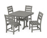 POLYWOOD Lakeside Side Chair 5-Piece Dining Set with Trestle Legs in Slate Grey