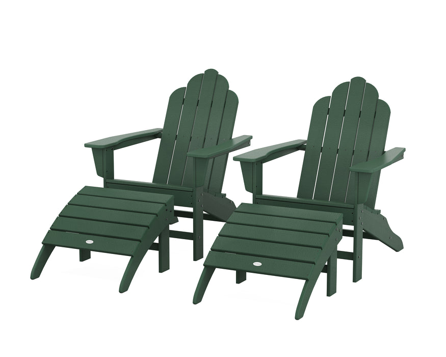 POLYWOOD Long Island Adirondack Chair 4-Piece Set with Ottomans in