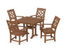 Martha Stewart by POLYWOOD Chinoiserie 5-Piece Farmhouse Dining Set with Trestle Legs in Teak