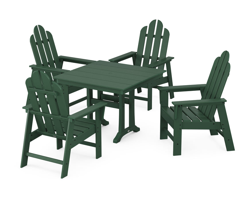 POLYWOOD Long Island 5-Piece Farmhouse Dining Set With Trestle Legs in Green
