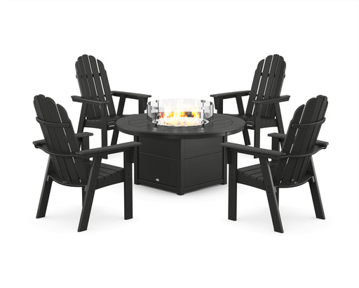 POLYWOOD® Vineyard 4-Piece Curveback Upright Adirondack Conversation Set with Fire Pit Table in Green