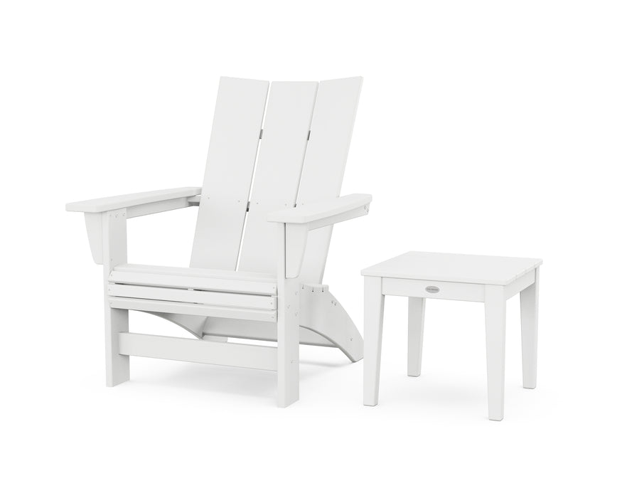 POLYWOOD® Modern Grand Adirondack Chair with Side Table in White