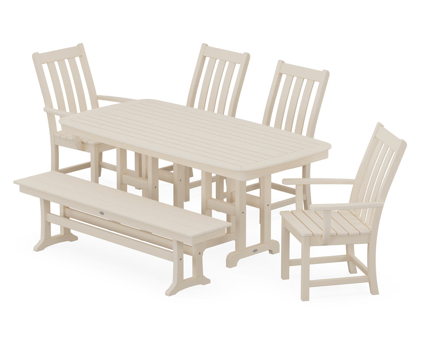 POLYWOOD Vineyard 6-Piece Dining Set with Bench in Sand